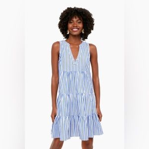 Pomander Place - Blue and White Stripe Sleeveless Cotton Poplin Kenzo Dress - S